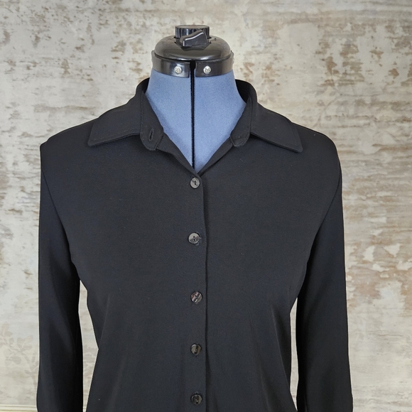 Vintage 1990s Blouse Shirt Top Stretchy 90s Y2K Basic Neutral XS Goth Grunge - Picture 2 of 7